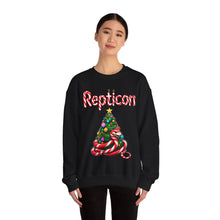 Load image into Gallery viewer, Repticon Unisex Heavy Blend™ Crewneck Sweatshirt w/ Candy Cane Snake Christmas Tree
