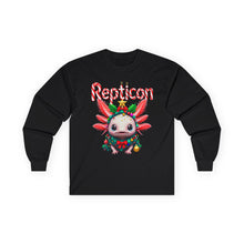 Load image into Gallery viewer, Repticon Unisex Ultra Cotton Long Sleeve Tee w/ Axolotl Christmas Tree
