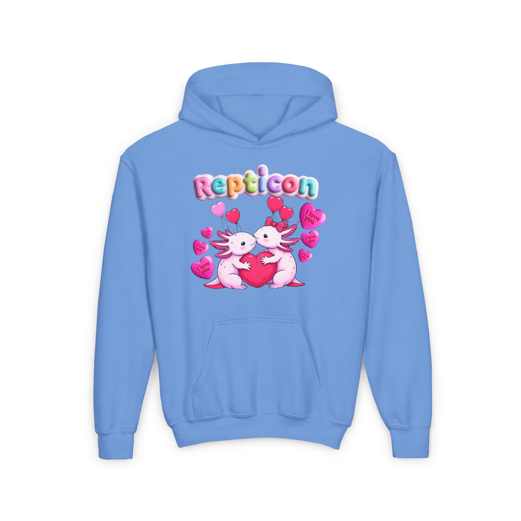 Repticon Youth Heavy Blend Hooded Sweatshirt w/ Valentine Axolotls