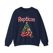 Load image into Gallery viewer, Repticon Unisex Heavy Blend™ Crewneck Sweatshirt w/ Candy Cane Snake Christmas Tree
