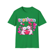Load image into Gallery viewer, Repticon Unisex Softstyle T-Shirt w/ Valentine Axolotls
