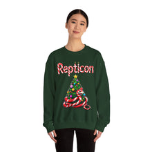 Load image into Gallery viewer, Repticon Unisex Heavy Blend™ Crewneck Sweatshirt w/ Candy Cane Snake Christmas Tree
