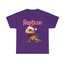 Load image into Gallery viewer, Repticon Unisex Heavy Cotton Tee w/ Bearded Dragon Santa
