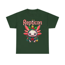 Load image into Gallery viewer, Repticon Unisex Heavy Cotton Tee w/ Axolotl Christmas Tree
