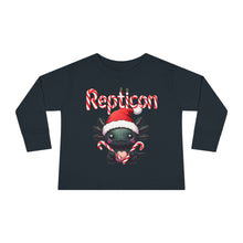 Load image into Gallery viewer, Repticon Toddler Long Sleeve Tee w/ Axolotl Santa
