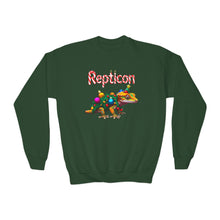 Load image into Gallery viewer, Repticon Youth Crewneck Sweatshirt w/ Crested Gecko Christmas Tree
