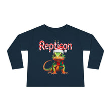 Load image into Gallery viewer, Repticon Toddler Long Sleeve Tee w/ Lizard Santa
