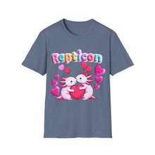 Load image into Gallery viewer, Repticon Unisex Softstyle T-Shirt w/ Valentine Axolotls

