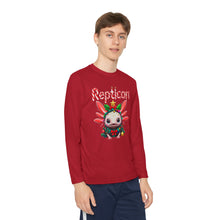 Load image into Gallery viewer, Repticon Youth Long Sleeve Competitor Tee w/ Axolotl Christmas Tree
