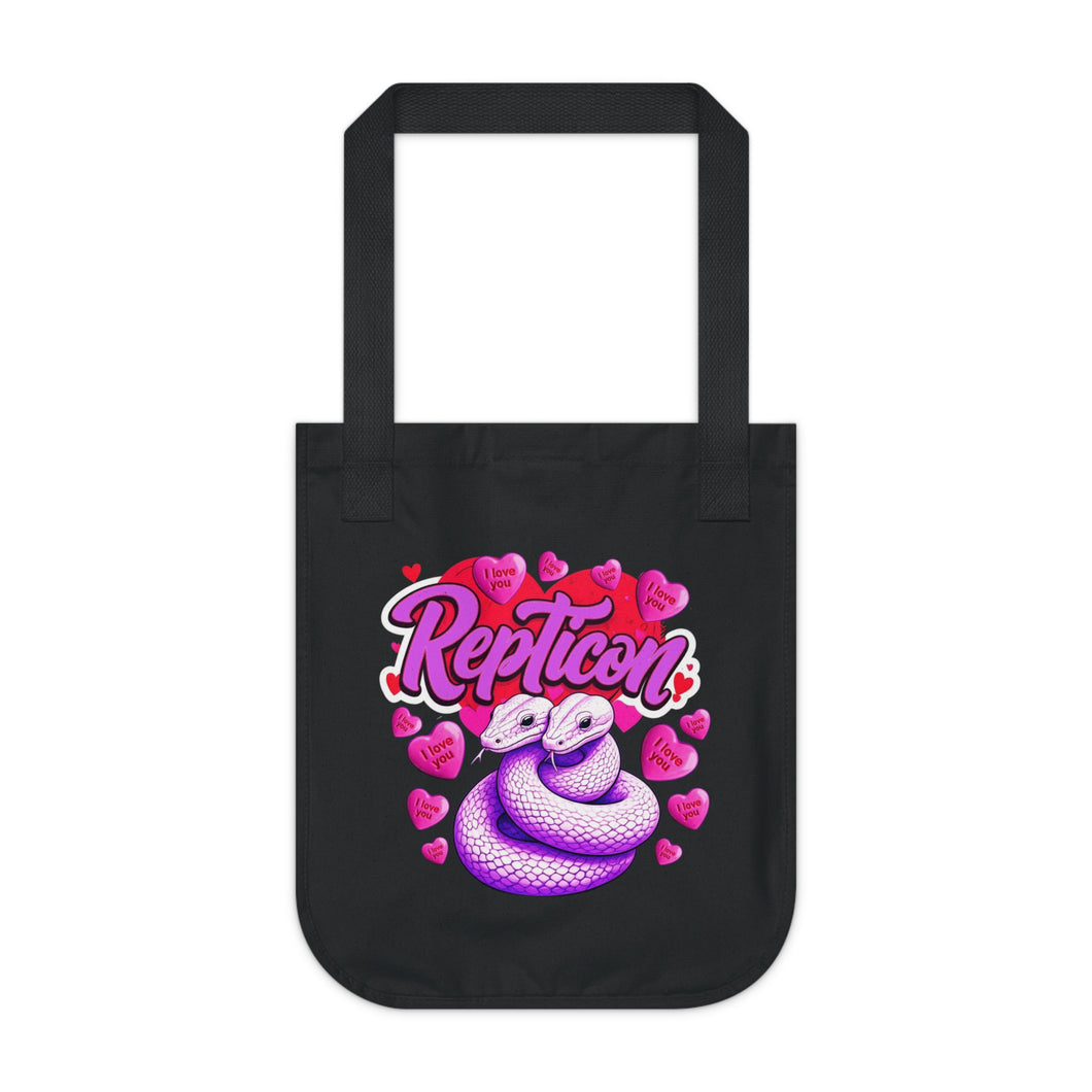 Repticon Organic Canvas Tote Bag w/ Valentine Snakes