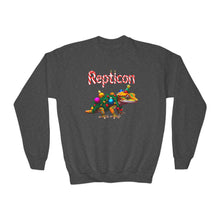 Load image into Gallery viewer, Repticon Youth Crewneck Sweatshirt w/ Crested Gecko Christmas Tree
