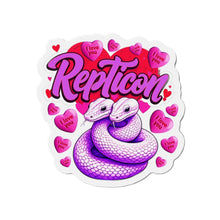 Load image into Gallery viewer, Repticon Die-Cut Magnets w/ Valentine Snakes
