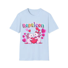 Load image into Gallery viewer, Repticon Unisex Softstyle T-Shirt w/ Valentine Axolotls
