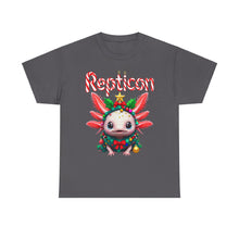 Load image into Gallery viewer, Repticon Unisex Heavy Cotton Tee w/ Axolotl Christmas Tree
