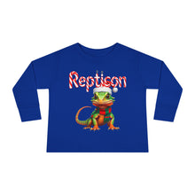 Load image into Gallery viewer, Repticon Toddler Long Sleeve Tee w/ Lizard Santa
