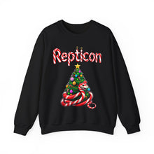 Load image into Gallery viewer, Repticon Unisex Heavy Blend™ Crewneck Sweatshirt w/ Candy Cane Snake Christmas Tree

