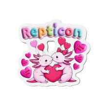 Load image into Gallery viewer, Repticon Die-Cut Magnets w/ Valentine Axolotls
