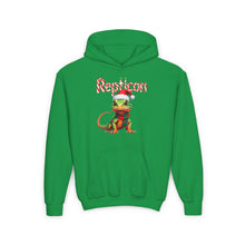 Load image into Gallery viewer, Repticon Youth Heavy Blend Hooded Sweatshirt w/ Lizard Santa
