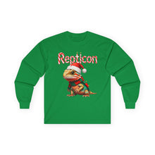 Load image into Gallery viewer, Repticon Unisex Ultra Cotton Long Sleeve Tee w/ Bearded Dragon Santa
