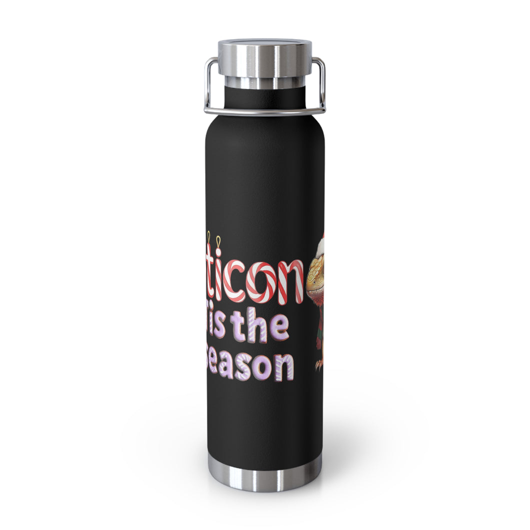 Repticon Copper Vacuum Insulated Bottle, 22oz w/ Bearded Dragon Santa