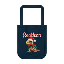 Load image into Gallery viewer, Repticon Organic Canvas Tote Bag w/ Bearded Dragon Santa
