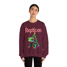 Load image into Gallery viewer, Repticon Unisex Heavy Blend™ Crewneck Sweatshirt w/ Crested Gecko Christmas Tree
