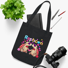 Load image into Gallery viewer, Repticon Organic Canvas Tote Bag w/ Valentine Tortoises
