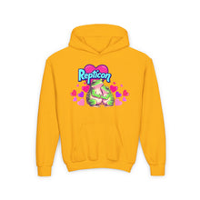 Load image into Gallery viewer, Repticon Youth Heavy Blend Hooded Sweatshirt w/ Valentine Frogs
