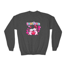 Load image into Gallery viewer, Repticon Youth Crewneck Sweatshirt w/ Valentine Axolotls
