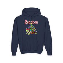 Load image into Gallery viewer, Repticon Youth Heavy Blend Hooded Sweatshirt w/ Tortoise Christmas Tree
