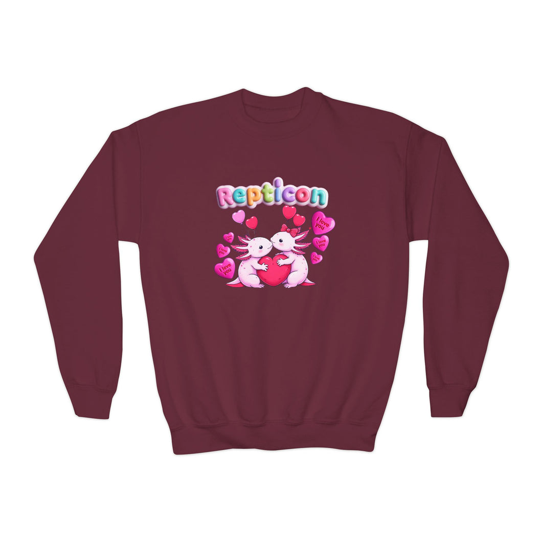 Repticon Youth Crewneck Sweatshirt w/ Valentine Axolotls