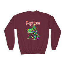 Load image into Gallery viewer, Repticon Youth Crewneck Sweatshirt w/ Gecko Christmas Tree
