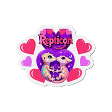 Load image into Gallery viewer, Repticon Die-Cut Magnets w/ Valentine Crested Geckos
