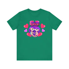 Load image into Gallery viewer, Repticon Unisex Jersey Short Sleeve Tee w/ Valentine Crested Geckos
