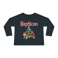 Load image into Gallery viewer, Repticon Toddler Long Sleeve Tee w/ Tortoise Christmas Tree
