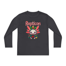 Load image into Gallery viewer, Repticon Youth Long Sleeve Competitor Tee w/ Axolotl Christmas Tree
