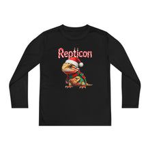 Load image into Gallery viewer, Repticon Youth Long Sleeve Competitor Tee w/ Bearded Dragon Santa
