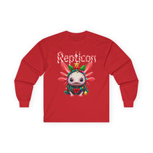 Load image into Gallery viewer, Repticon Unisex Ultra Cotton Long Sleeve Tee w/ Axolotl Christmas Tree
