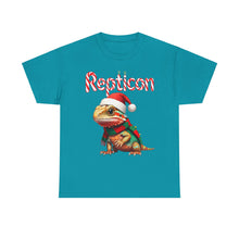 Load image into Gallery viewer, Repticon Unisex Heavy Cotton Tee w/ Bearded Dragon Santa
