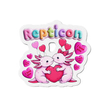 Load image into Gallery viewer, Repticon Die-Cut Magnets w/ Valentine Axolotls
