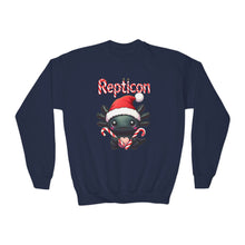 Load image into Gallery viewer, Repticon Youth Crewneck Sweatshirt w/ Axolotl Santa
