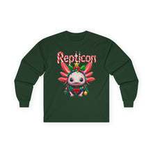 Load image into Gallery viewer, Repticon Unisex Ultra Cotton Long Sleeve Tee w/ Axolotl Christmas Tree
