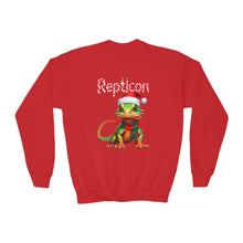 Load image into Gallery viewer, Repticon Youth Crewneck Sweatshirt w/ Lizard Santa
