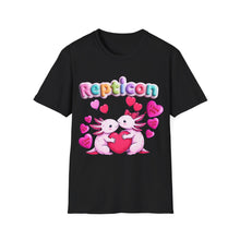 Load image into Gallery viewer, Repticon Unisex Softstyle T-Shirt w/ Valentine Axolotls
