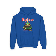 Load image into Gallery viewer, Repticon Youth Heavy Blend Hooded Sweatshirt w/ Toad Christmas Tree
