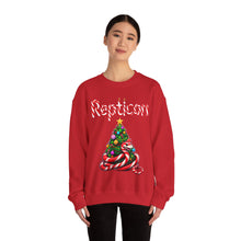 Load image into Gallery viewer, Repticon Unisex Heavy Blend™ Crewneck Sweatshirt w/ Candy Cane Snake Christmas Tree
