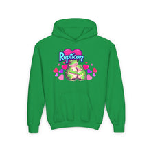 Load image into Gallery viewer, Repticon Youth Heavy Blend Hooded Sweatshirt w/ Valentine Frogs
