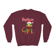 Load image into Gallery viewer, Repticon Youth Crewneck Sweatshirt w/ Lizard Santa
