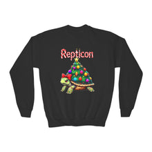 Load image into Gallery viewer, Repticon Youth Crewneck Sweatshirt w/ Tortoise Christmas Tree
