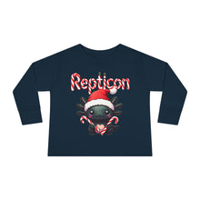 Load image into Gallery viewer, Repticon Toddler Long Sleeve Tee w/ Axolotl Santa
